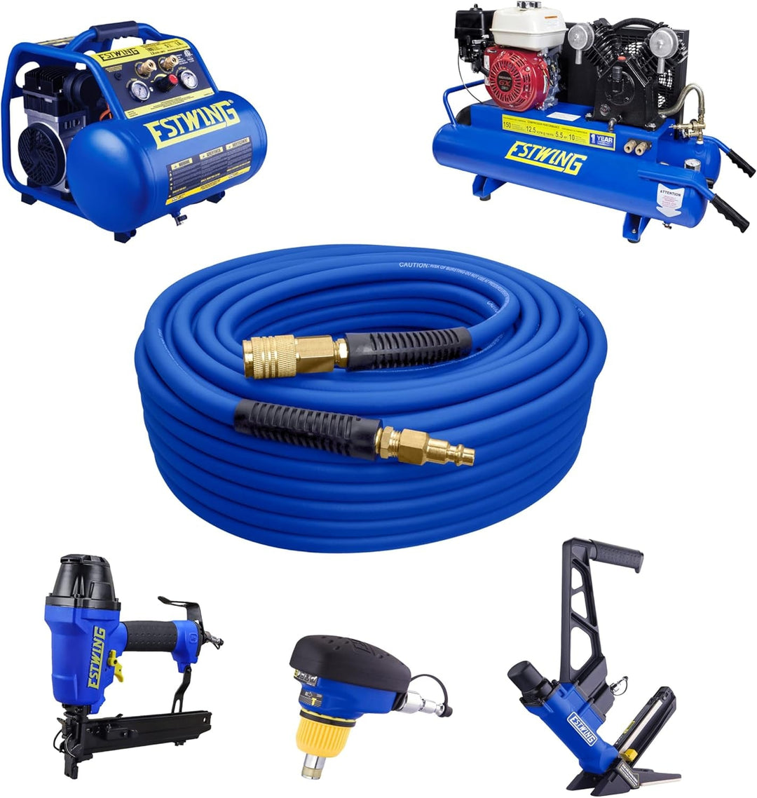 Estwing E1450PVCR 1/4" X 50' PVC / Rubber Hybrid Air Hose with Brass 1/4" NPT Industrial Fitting and Universal Quick Connect Coupler - Absolute Discounts