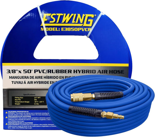 Estwing E1450PVCR 1/4" X 50' PVC / Rubber Hybrid Air Hose with Brass 1/4" NPT Industrial Fitting and Universal Quick Connect Coupler - Absolute Discounts