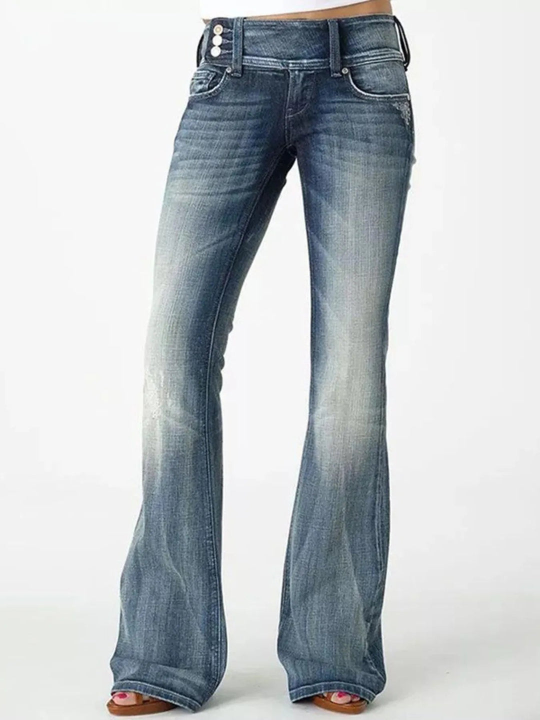 Full Size Vintage Wash Flare Jeans Plus Size - Absolute Discounts