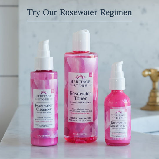 HERITAGE STORE Rosewater Facial Toner with Hyaluronic Acid, Dry to Combination Skin, Hydrating Toner Refines Pores, Minimizes Look of Fine Lines and Wrinkles, Hypoallergenic, Vegan, Cruelty Free, 8Oz - Absolute Discounts