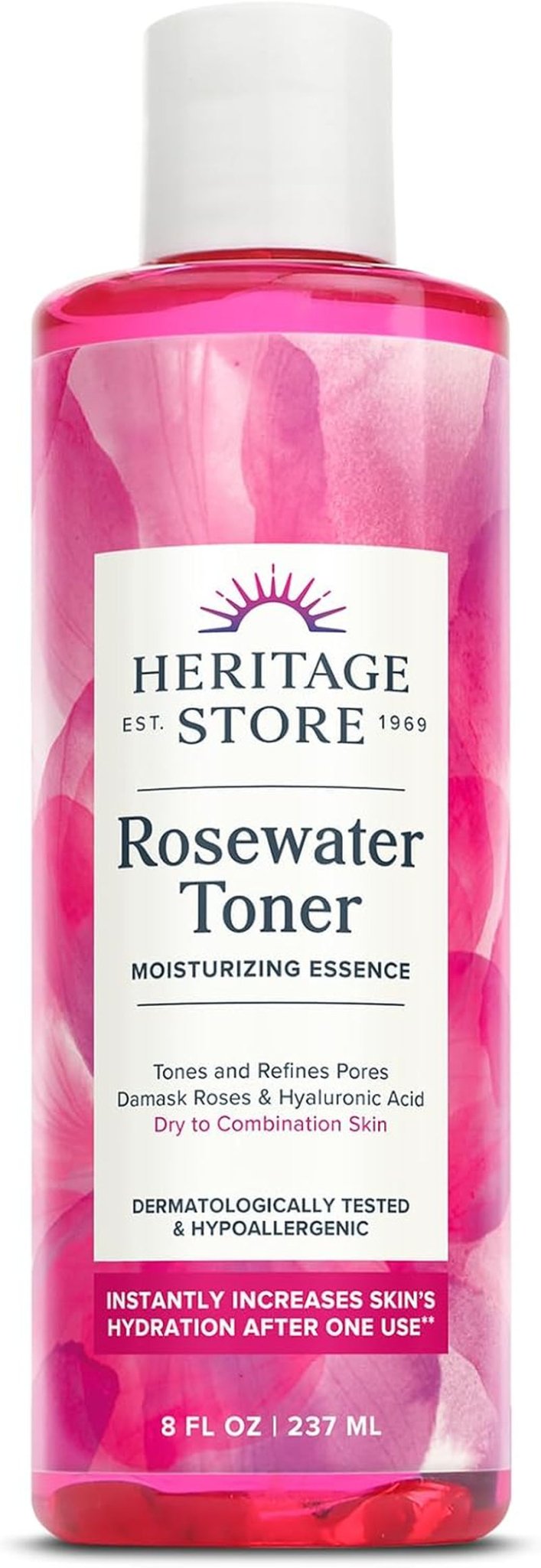 HERITAGE STORE Rosewater Facial Toner with Hyaluronic Acid, Dry to Combination Skin, Hydrating Toner Refines Pores, Minimizes Look of Fine Lines and Wrinkles, Hypoallergenic, Vegan, Cruelty Free, 8Oz - Absolute Discounts