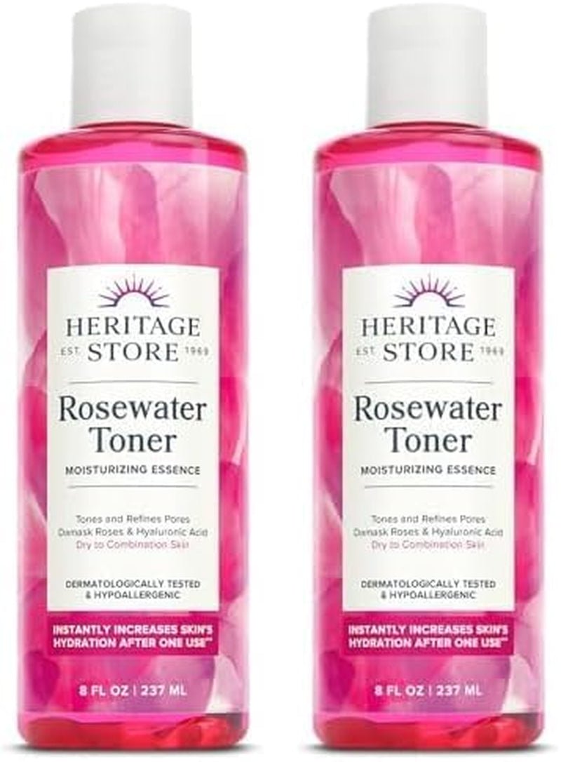 HERITAGE STORE Rosewater Facial Toner with Hyaluronic Acid, Dry to Combination Skin, Hydrating Toner Refines Pores, Minimizes Look of Fine Lines and Wrinkles, Hypoallergenic, Vegan, Cruelty Free, 8Oz - Absolute Discounts