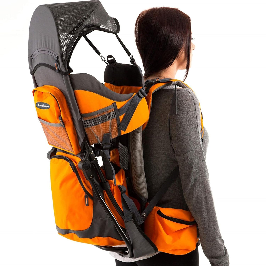Hiking Baby Carrier Backpack - Comfortable Toddler/Baby Backpack Carrier System with Diaper Change Pad, Insulated Pocket + Rain and Sun Hood to Protect Your Child - Absolute Discounts
