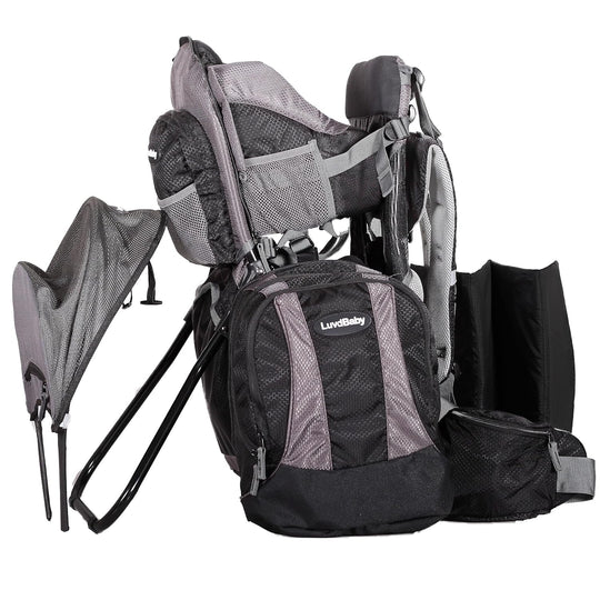 Hiking Baby Carrier Backpack - Comfortable Toddler/Baby Backpack Carrier System with Diaper Change Pad, Insulated Pocket + Rain and Sun Hood to Protect Your Child - Absolute Discounts