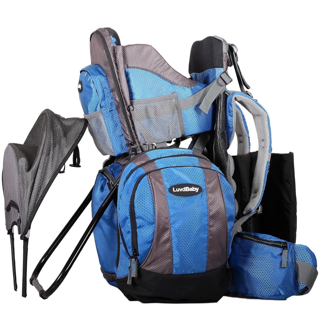 Hiking Baby Carrier Backpack - Comfortable Toddler/Baby Backpack Carrier System with Diaper Change Pad, Insulated Pocket + Rain and Sun Hood to Protect Your Child - Absolute Discounts