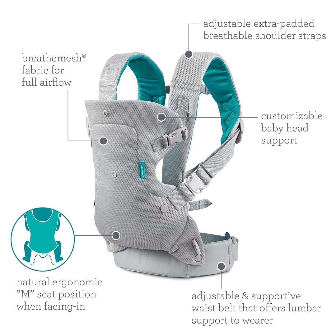 Infantino Flip 4 - In - 1 Light & Airy Convertible Baby Carrier, Adjustable, Ergonomic Babywearing, Registry Essential, Baby Carrier for Newborn to Toddler - Absolute Discounts