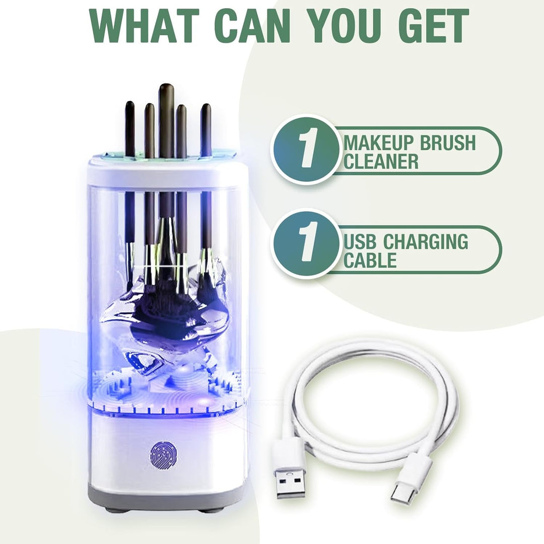Electric Makeup Brush Cleaner Machine, Upgrade Cosmetic Brush Cleaner,Automatic Spinning USB Efficient Makeup Brush Cleaner Fit for All Size Makeup Brushes (Light White) - Absolute Discounts
