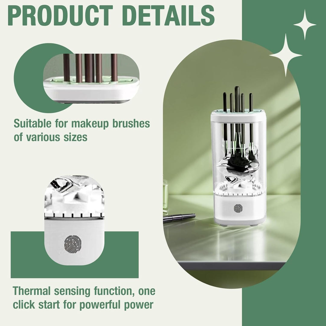 Electric Makeup Brush Cleaner Machine, Upgrade Cosmetic Brush Cleaner,Automatic Spinning USB Efficient Makeup Brush Cleaner Fit for All Size Makeup Brushes (Light White) - Absolute Discounts
