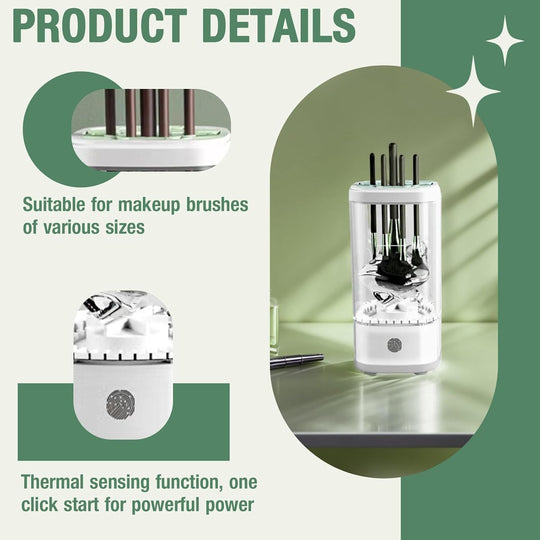 Electric Makeup Brush Cleaner Machine, Upgrade Cosmetic Brush Cleaner,Automatic Spinning USB Efficient Makeup Brush Cleaner Fit for All Size Makeup Brushes (Light White) - Absolute Discounts