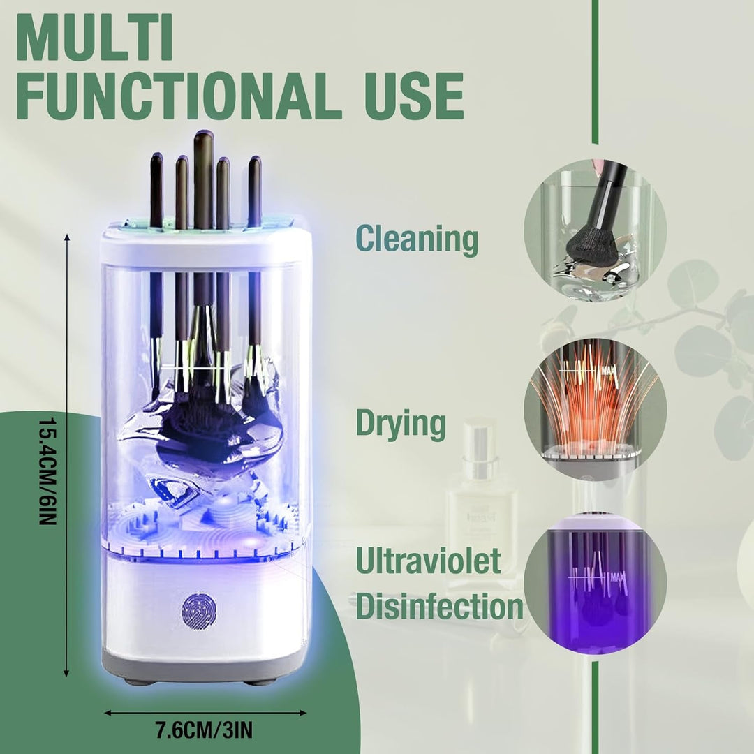 Electric Makeup Brush Cleaner Machine, Upgrade Cosmetic Brush Cleaner,Automatic Spinning USB Efficient Makeup Brush Cleaner Fit for All Size Makeup Brushes (Light White) - Absolute Discounts
