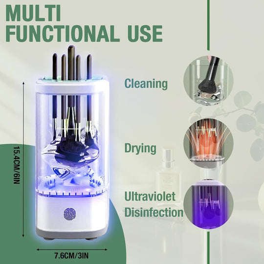 Electric Makeup Brush Cleaner Machine, Upgrade Cosmetic Brush Cleaner,Automatic Spinning USB Efficient Makeup Brush Cleaner Fit for All Size Makeup Brushes (Light White) - Absolute Discounts