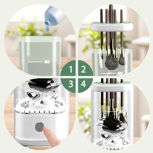Electric Makeup Brush Cleaner Machine, Upgrade Cosmetic Brush Cleaner,Automatic Spinning USB Efficient Makeup Brush Cleaner Fit for All Size Makeup Brushes (Light White) - Absolute Discounts
