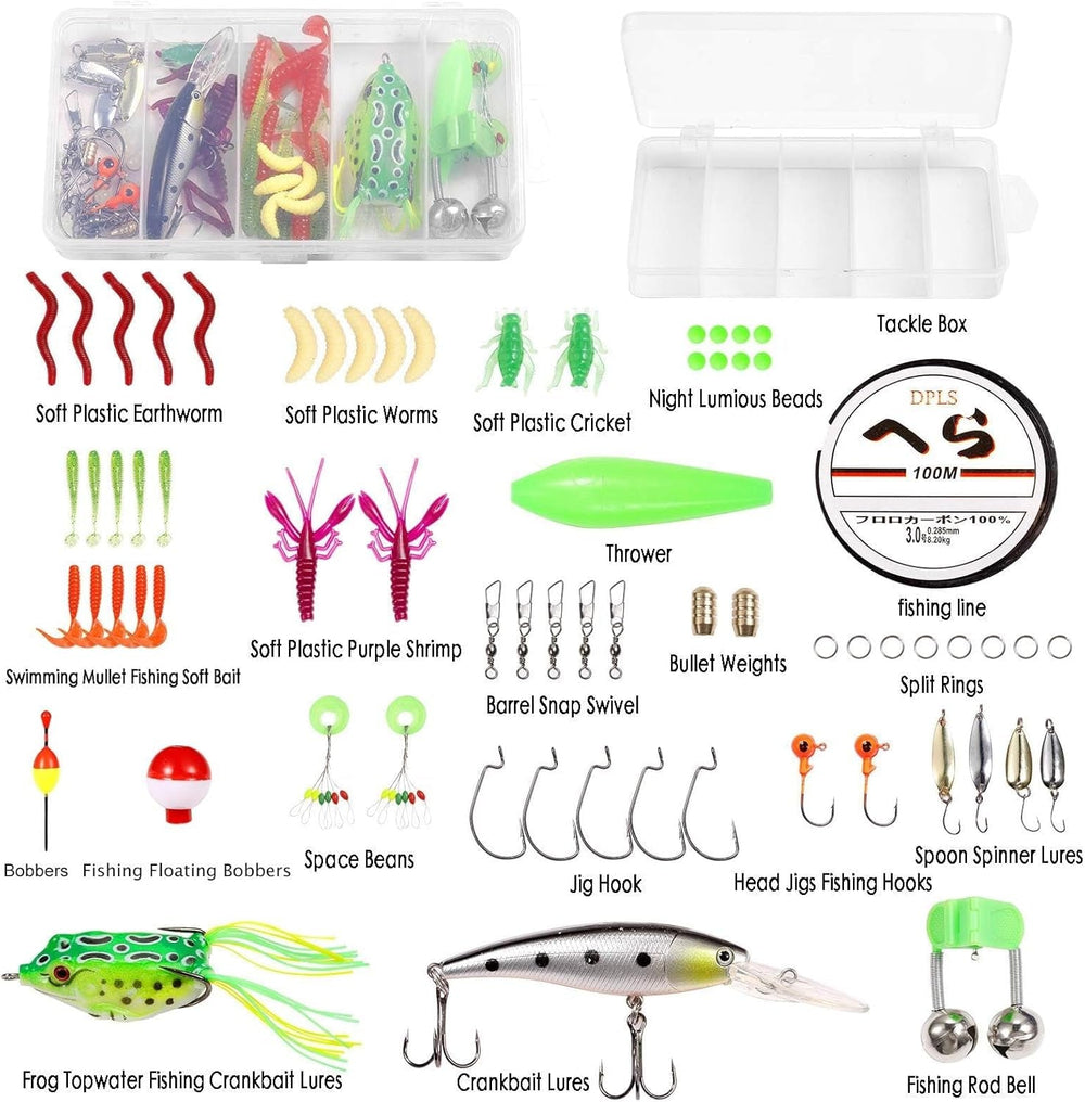 Kids Fishing Pole - Telescopic Fishing Rod and Reel Combo Kit - Fishing Gear, Fishing Lures, Carry on Bag, 70 Set Fully Fishing Equipment - for Boys, Girls, Youth - Absolute Discounts