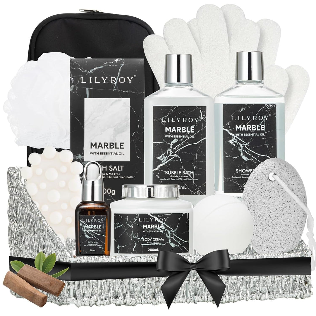 18Pcs Bath and Body Gift Basket Set for Women Mom - Coconut Vanilla Spa Gift Basket Luxury Bath & Body Set | Relaxing Self Care Pampering Gifts for Her, Birthday, Christmas, Mothers Day Gift Baskets - Absolute Discounts