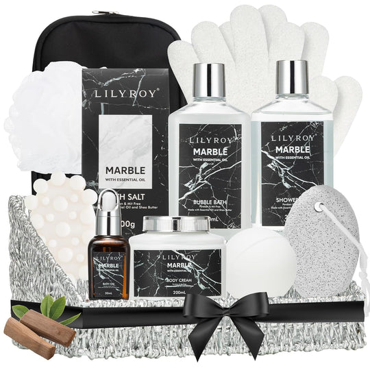 18Pcs Bath and Body Gift Basket Set for Women Mom - Coconut Vanilla Spa Gift Basket Luxury Bath & Body Set | Relaxing Self Care Pampering Gifts for Her, Birthday, Christmas, Mothers Day Gift Baskets - Absolute Discounts