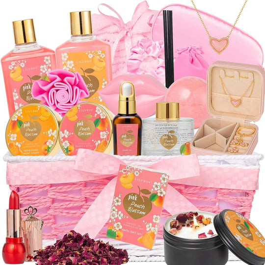 18Pcs Bath and Body Gift Basket Set for Women Mom - Coconut Vanilla Spa Gift Basket Luxury Bath & Body Set | Relaxing Self Care Pampering Gifts for Her, Birthday, Christmas, Mothers Day Gift Baskets - Absolute Discounts