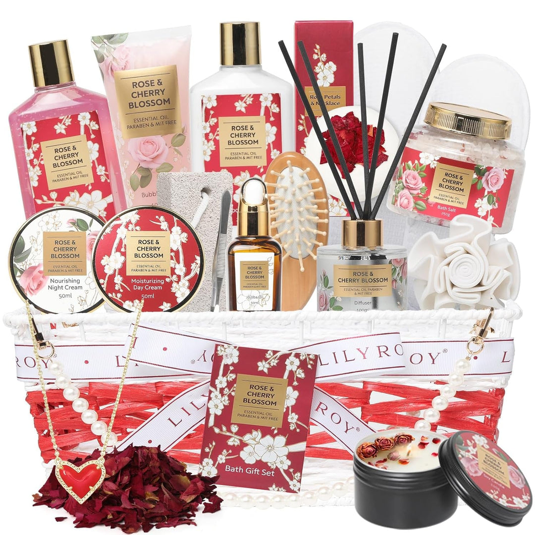 18Pcs Bath and Body Gift Basket Set for Women Mom - Coconut Vanilla Spa Gift Basket Luxury Bath & Body Set | Relaxing Self Care Pampering Gifts for Her, Birthday, Christmas, Mothers Day Gift Baskets - Absolute Discounts
