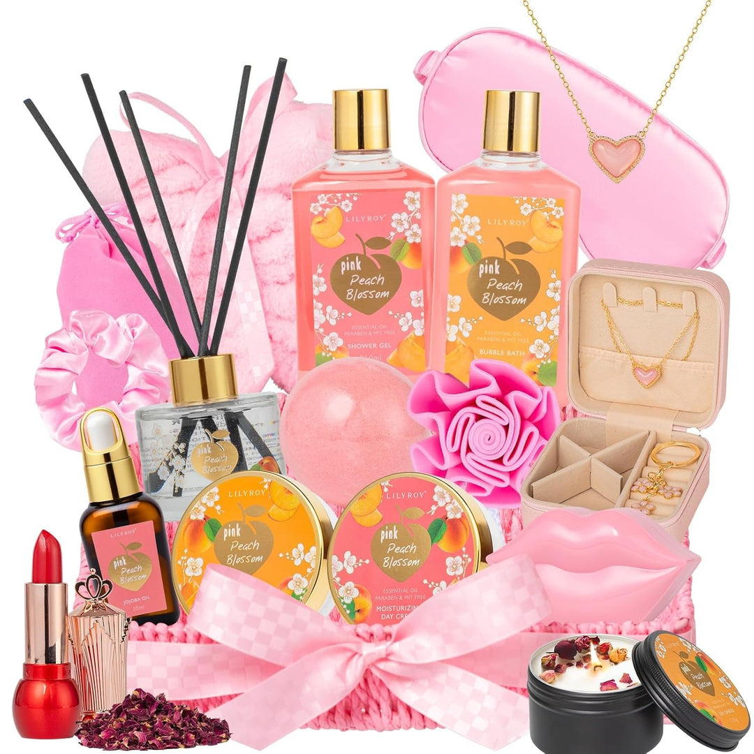 18Pcs Bath and Body Gift Basket Set for Women Mom - Coconut Vanilla Spa Gift Basket Luxury Bath & Body Set | Relaxing Self Care Pampering Gifts for Her, Birthday, Christmas, Mothers Day Gift Baskets - Absolute Discounts