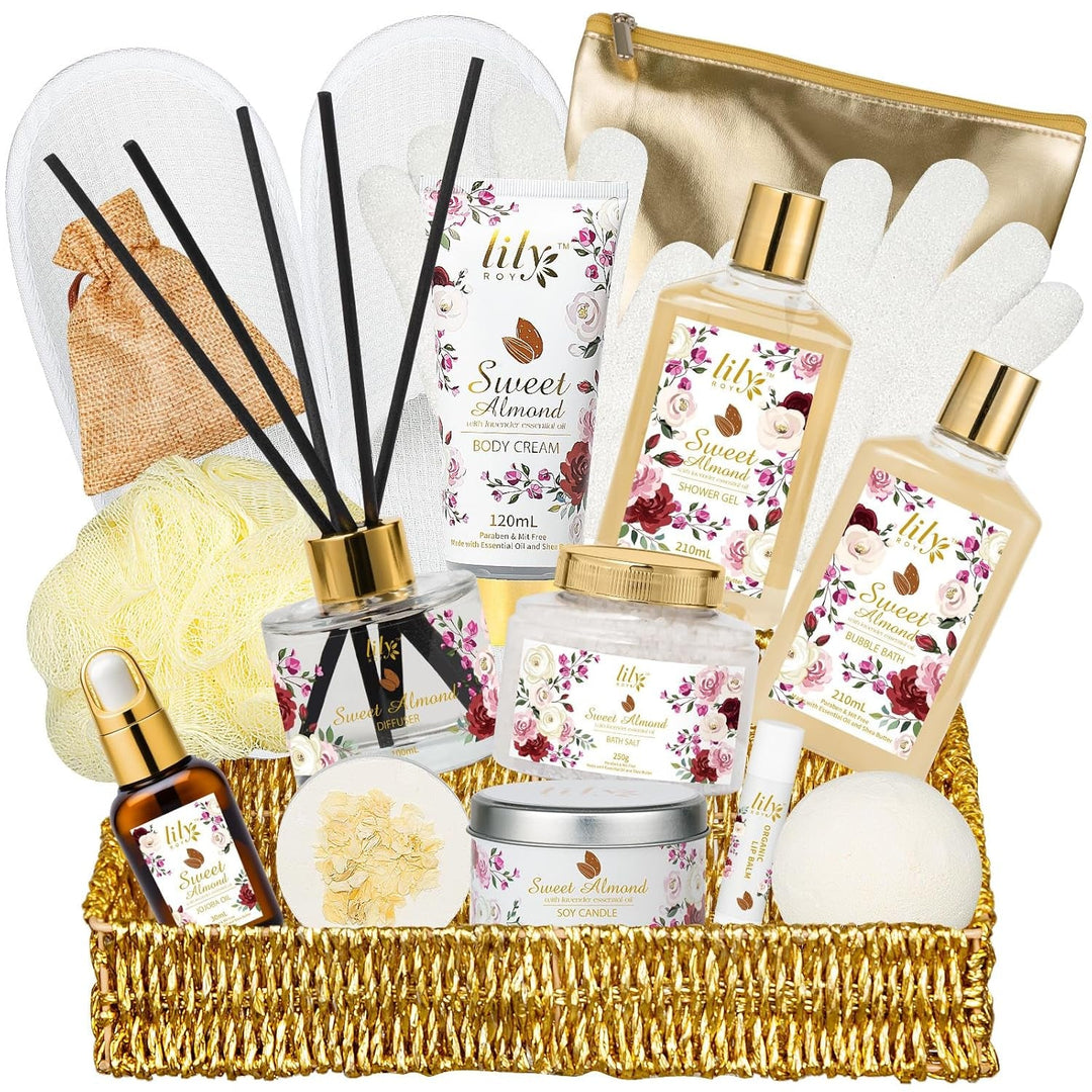 18Pcs Bath and Body Gift Basket Set for Women Mom - Coconut Vanilla Spa Gift Basket Luxury Bath & Body Set | Relaxing Self Care Pampering Gifts for Her, Birthday, Christmas, Mothers Day Gift Baskets - Absolute Discounts