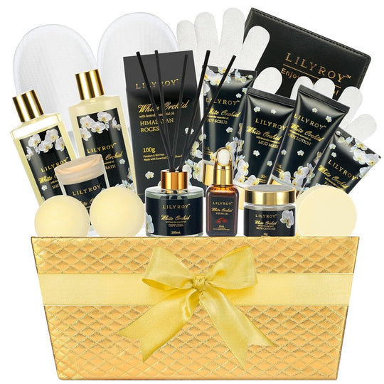 18Pcs Bath and Body Gift Basket Set for Women Mom - Coconut Vanilla Spa Gift Basket Luxury Bath & Body Set | Relaxing Self Care Pampering Gifts for Her, Birthday, Christmas, Mothers Day Gift Baskets - Absolute Discounts