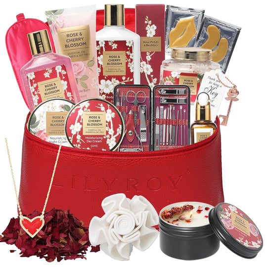 18Pcs Bath and Body Gift Basket Set for Women Mom - Coconut Vanilla Spa Gift Basket Luxury Bath & Body Set | Relaxing Self Care Pampering Gifts for Her, Birthday, Christmas, Mothers Day Gift Baskets - Absolute Discounts