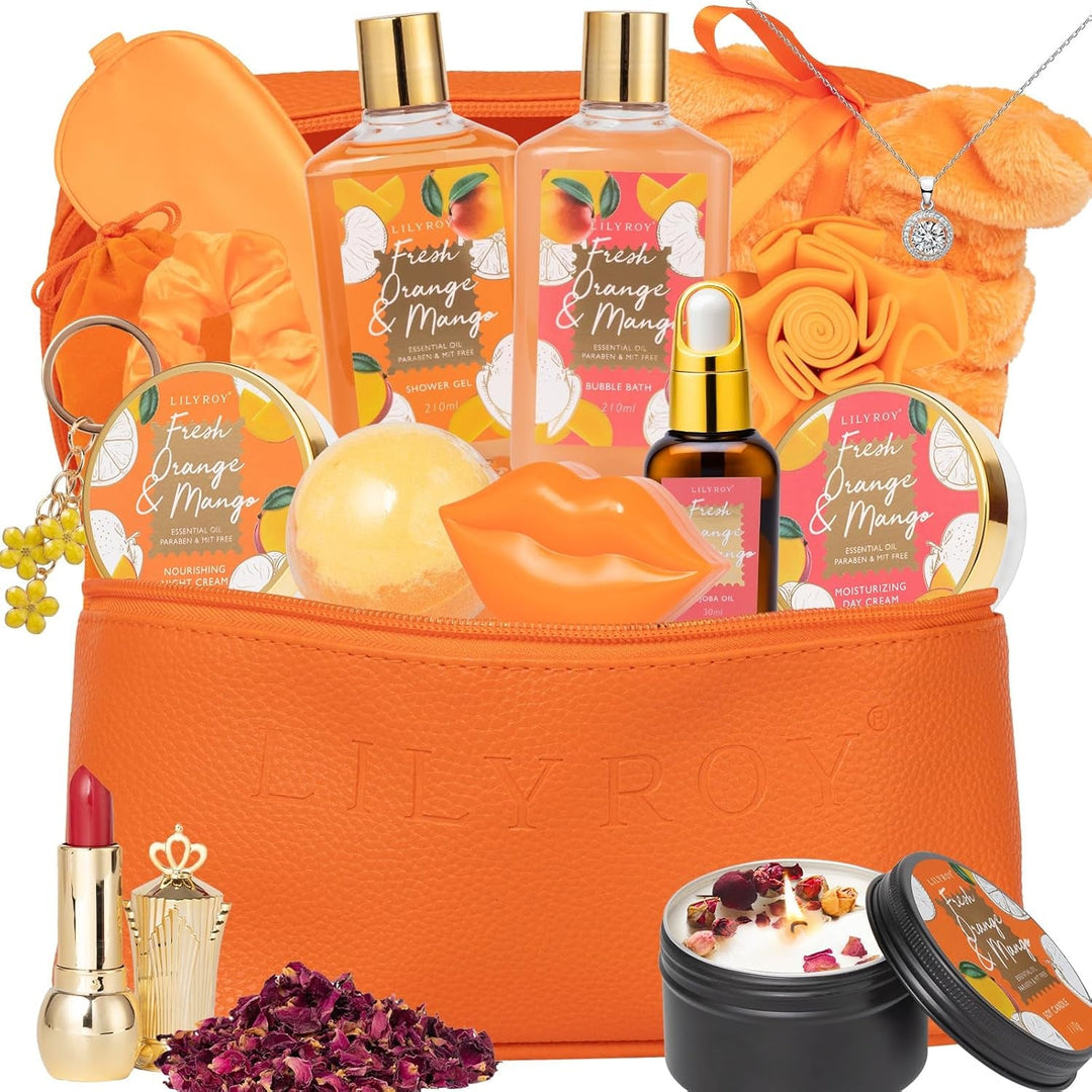 18Pcs Bath and Body Gift Basket Set for Women Mom - Coconut Vanilla Spa Gift Basket Luxury Bath & Body Set | Relaxing Self Care Pampering Gifts for Her, Birthday, Christmas, Mothers Day Gift Baskets - Absolute Discounts