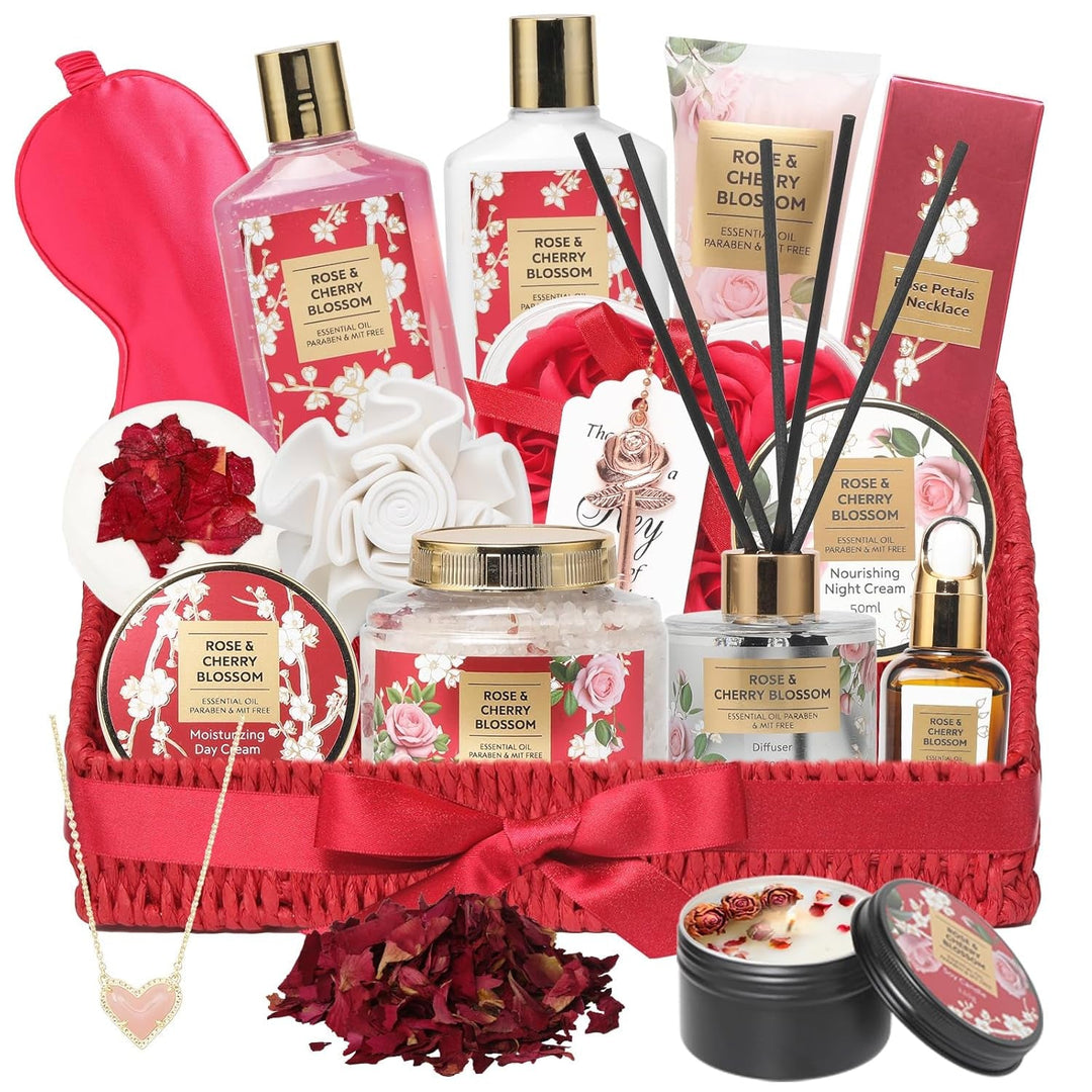 18Pcs Bath and Body Gift Basket Set for Women Mom - Coconut Vanilla Spa Gift Basket Luxury Bath & Body Set | Relaxing Self Care Pampering Gifts for Her, Birthday, Christmas, Mothers Day Gift Baskets - Absolute Discounts