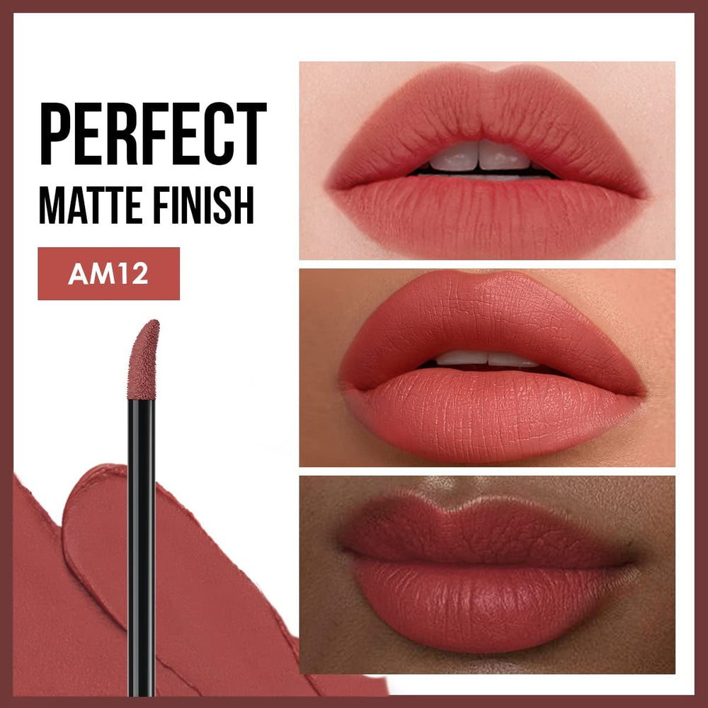 Matte Liquid Lipstick - Longwear, No - Budge, Highly Pigmented Lipcolor for All Skin Women, AM12 Peach Cream - Absolute Discounts