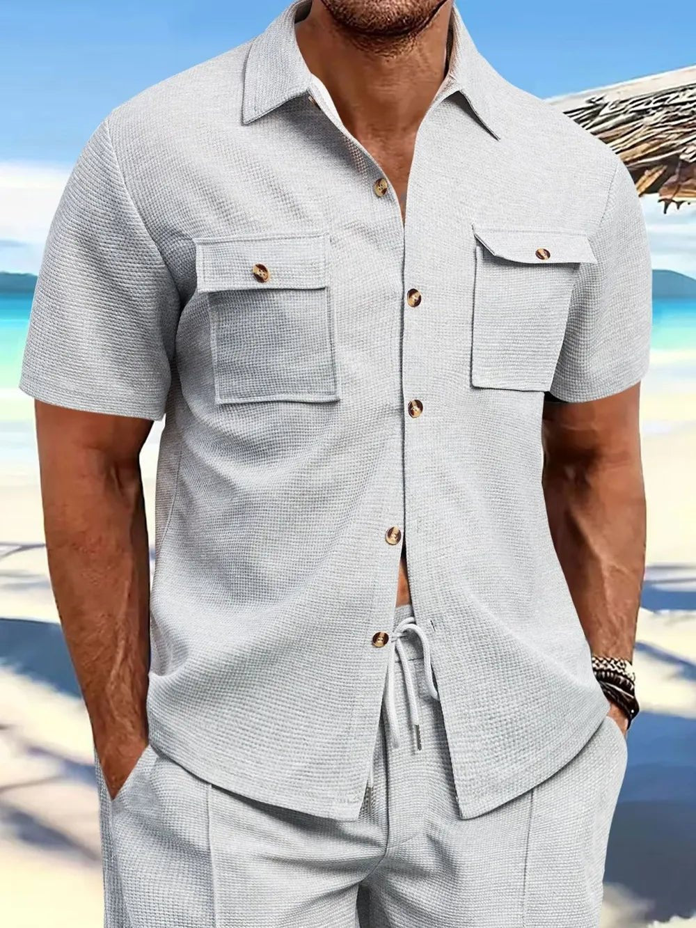 Men's Full Size Button Down Short Sleeve Shirt Plus Size - Absolute Discounts