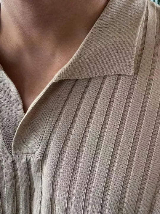 Men's Full Size Ribbed Short Sleeve Knit Polo Plus Size - Absolute Discounts