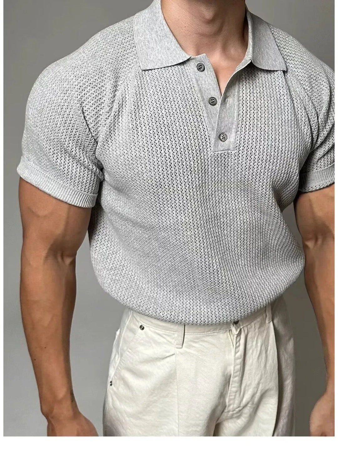 Men's Full Size Textured Knit Short Sleeve Polo Plus Size - Absolute Discounts