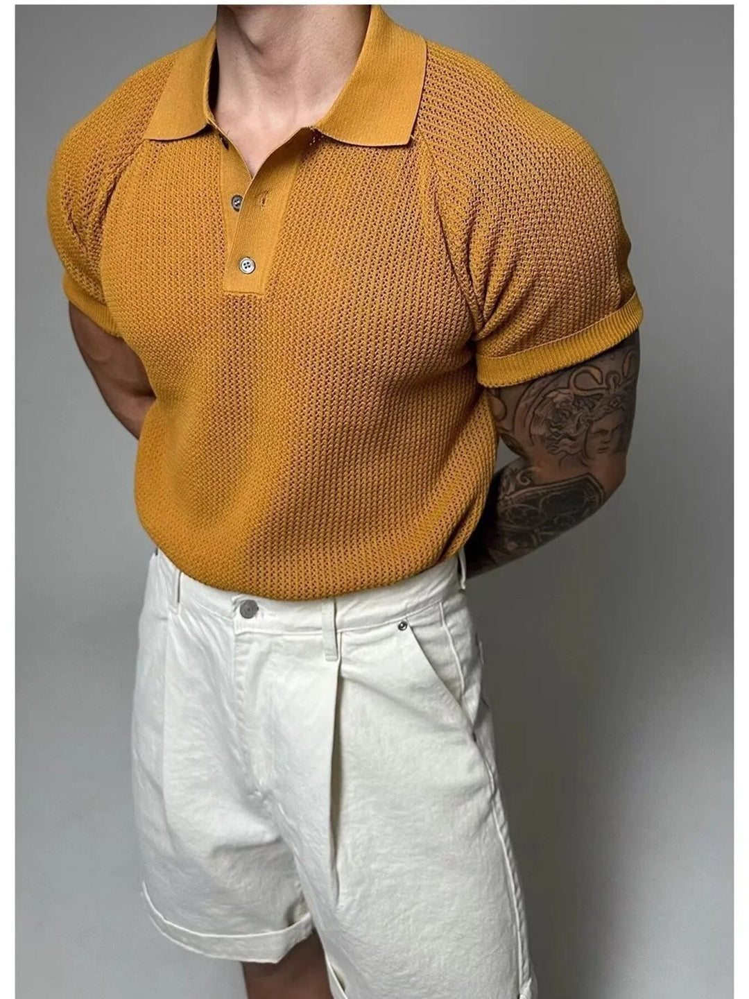Men's Full Size Textured Knit Short Sleeve Polo Plus Size - Absolute Discounts