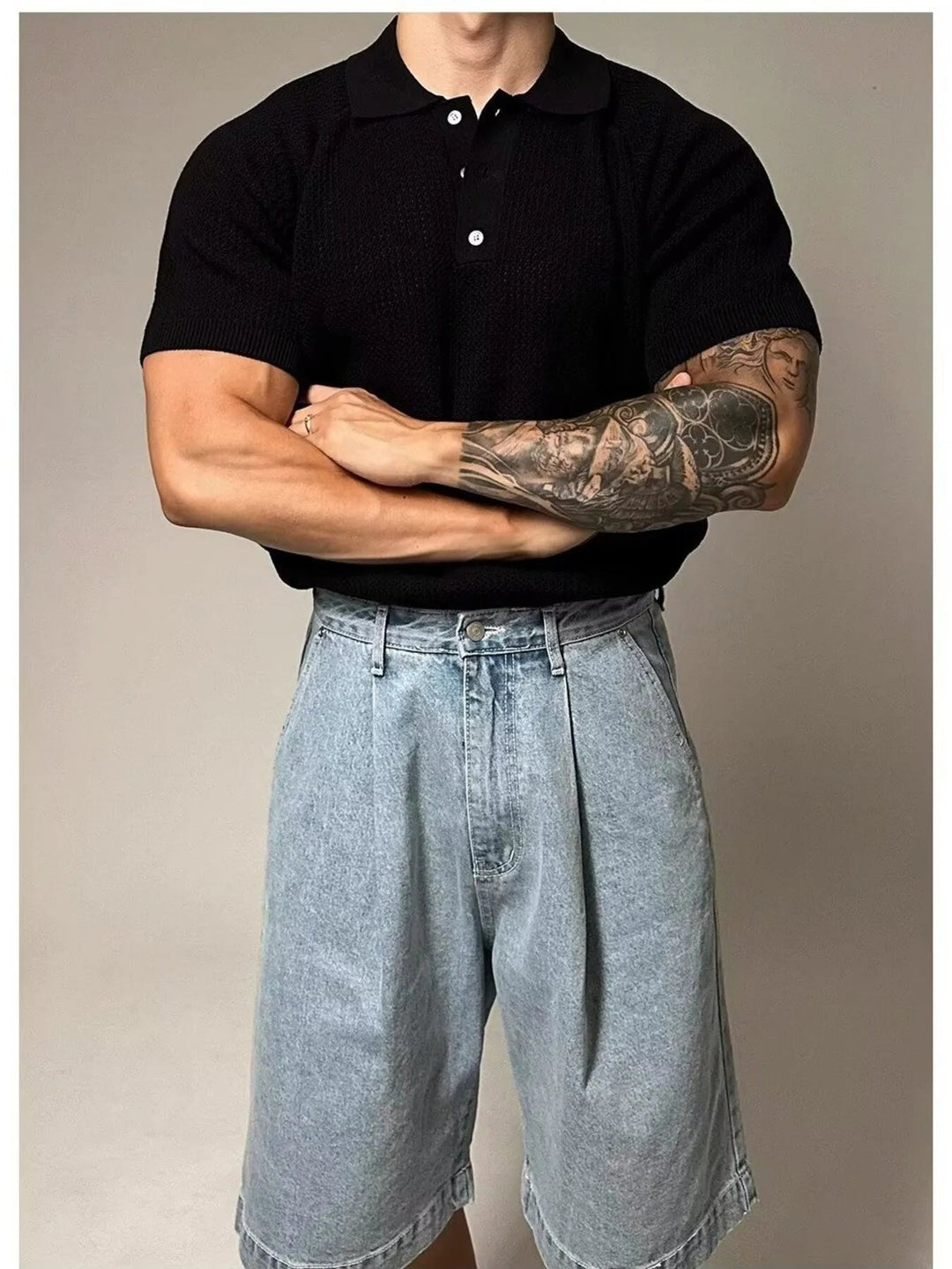Men's Full Size Textured Knit Short Sleeve Polo Plus Size - Absolute Discounts