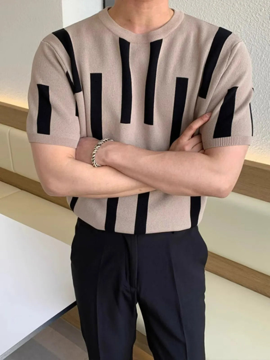 Men's Plus Size Color Block Round Neck Short Sleeve Knit T-Shirt - Absolute Discounts