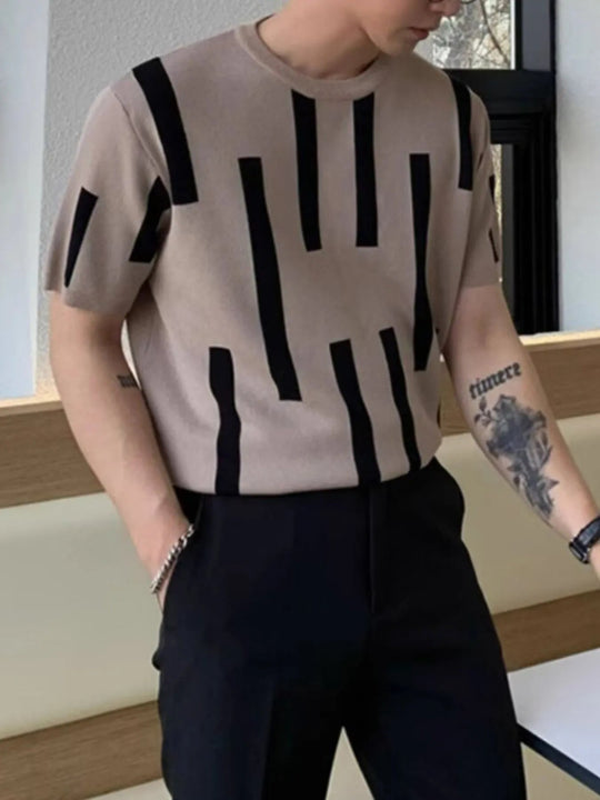 Men's Plus Size Color Block Round Neck Short Sleeve Knit T-Shirt - Absolute Discounts