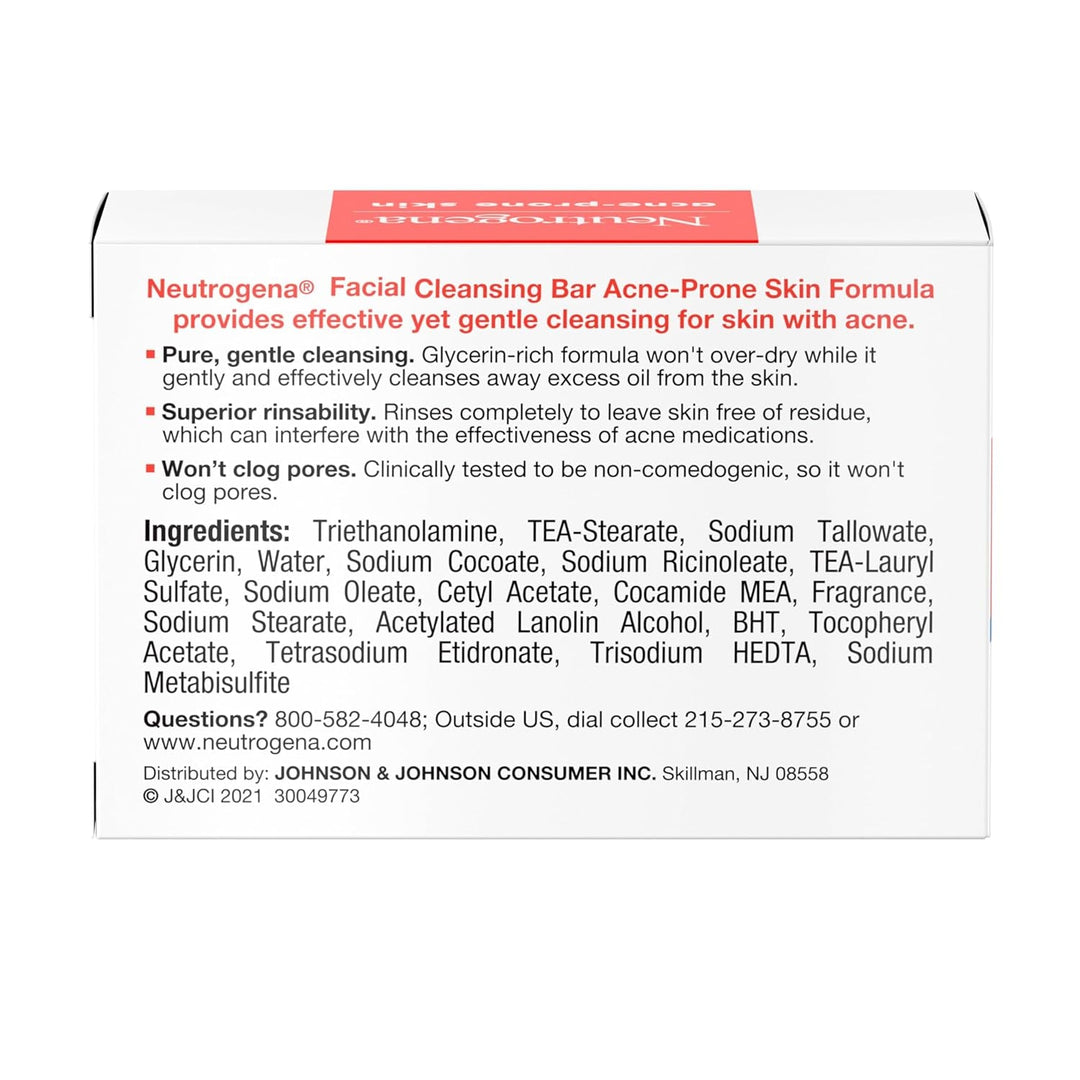 Neutrogena Facial Cleansing Bar Treatment for Acne - Prone Skin, 3.5 Oz - Absolute Discounts