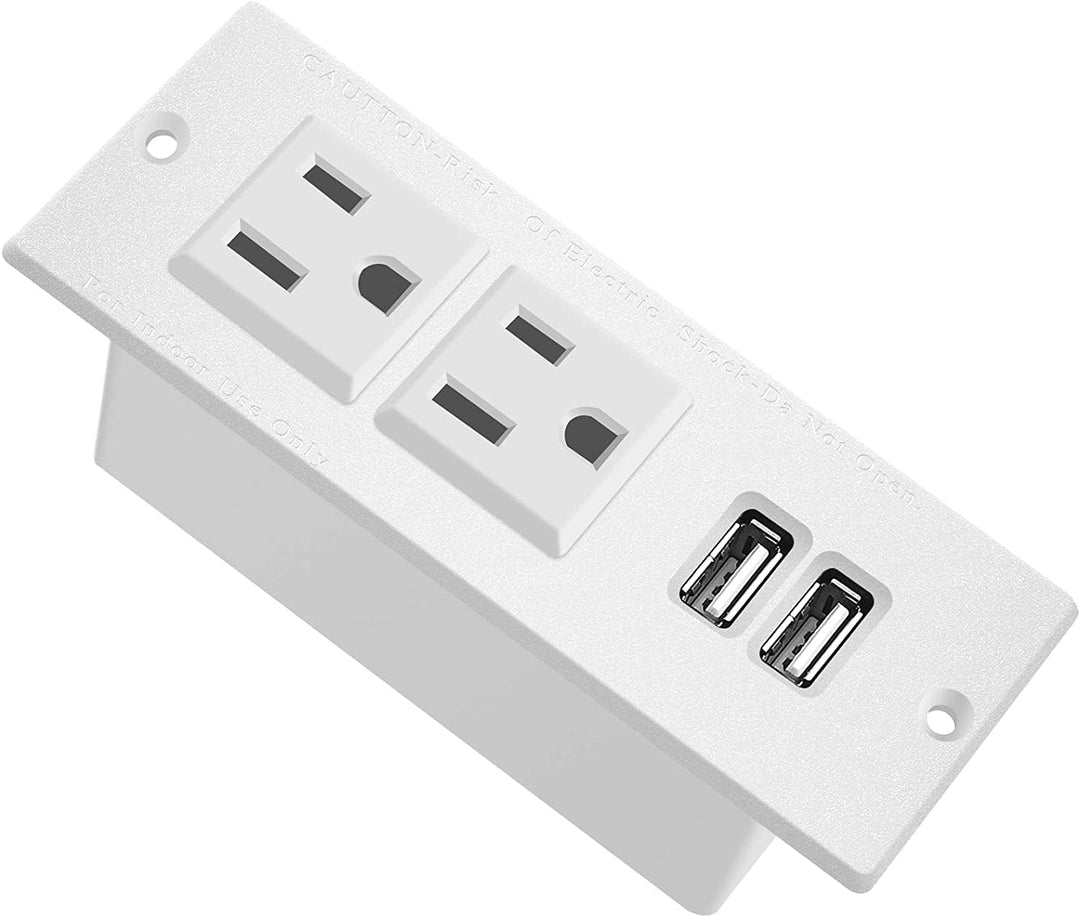 Recessed Power Strip, Black Desktop Power Grommet Socket with Furniture, 2 AC Outlets & 2 USB Ports for Conference Desk,Kitchen,Office,Home,Hotel (9.85 Ft) - Absolute Discounts