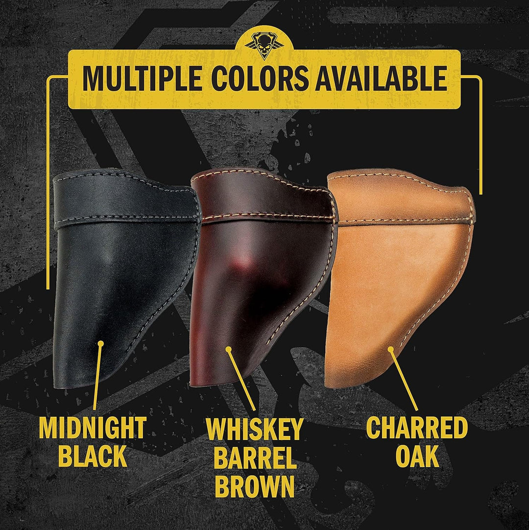 The Defender Leather IWB Holster - Fits Most J Frame Revolvers Incl. Ruger LCR, S&W 442/642, Taurus, Charter & Most .38 Special Revolvers - Made in USA - Absolute Discounts