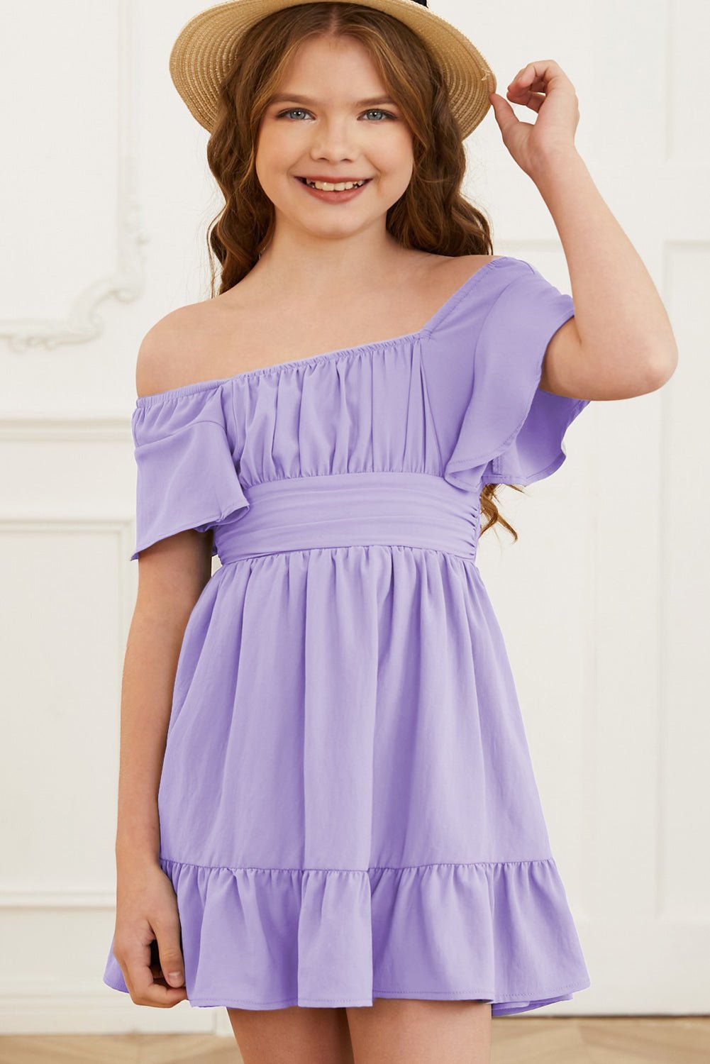 Ruffle Hem Tie - Back Flutter Sleeve Dress - Absolute Discounts