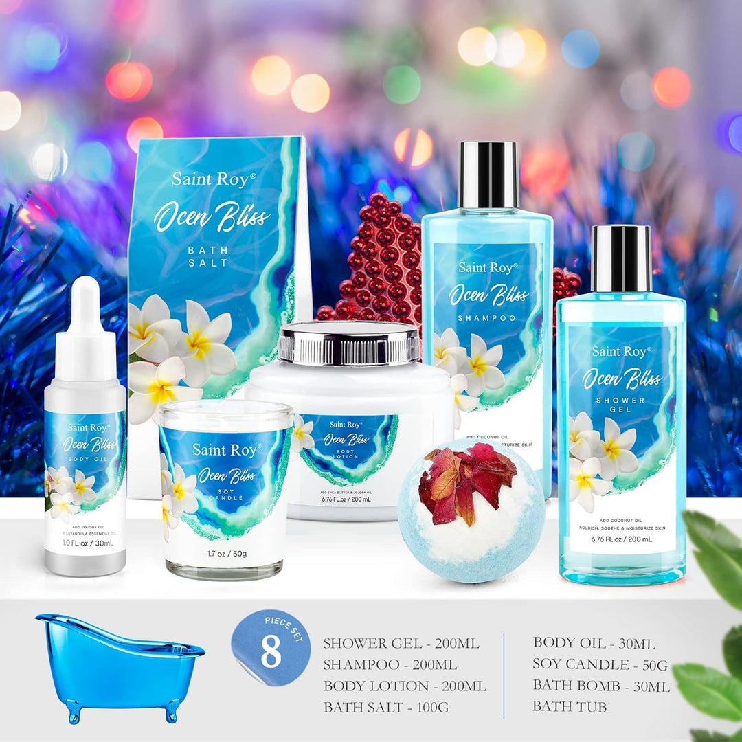 Fathers Day Gifts for Men for Dad Spa Kit Gifts for Her or Him Birthday Gifts for Women, Luxury Home Spa Kit, 8Pcs Bath Gift Set Ocean & Vanilla, Gift Baskets for Women Unique Mother'S Day Gifts - Absolute Discounts