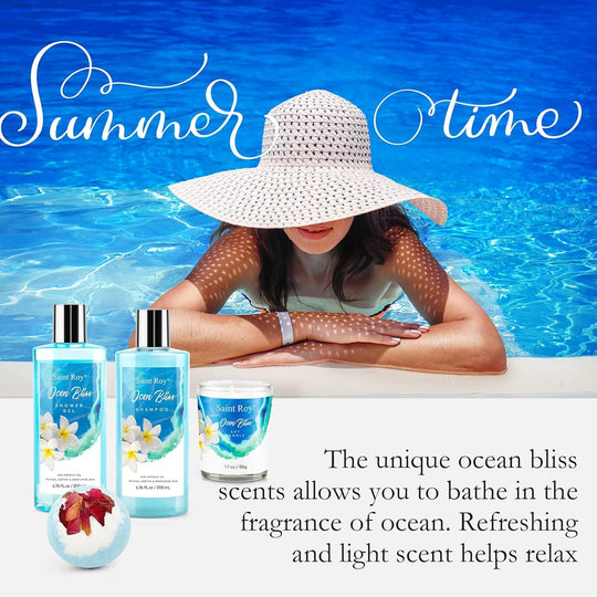 Fathers Day Gifts for Men for Dad Spa Kit Gifts for Her or Him Birthday Gifts for Women, Luxury Home Spa Kit, 8Pcs Bath Gift Set Ocean & Vanilla, Gift Baskets for Women Unique Mother'S Day Gifts - Absolute Discounts