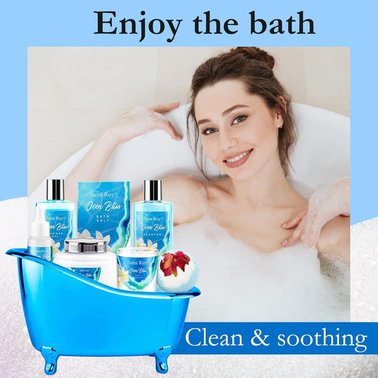 Fathers Day Gifts for Men for Dad Spa Kit Gifts for Her or Him Birthday Gifts for Women, Luxury Home Spa Kit, 8Pcs Bath Gift Set Ocean & Vanilla, Gift Baskets for Women Unique Mother'S Day Gifts - Absolute Discounts