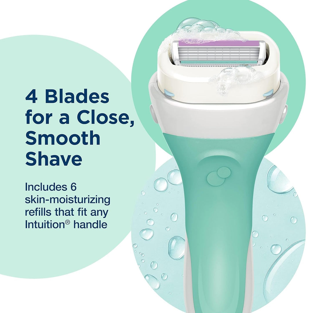 INTUITION Schick Refill, Razors for Women Sensitive Skin | Intuition Razor Blades Refill with Organic Aloe, Razor Refills , 6 Count (Pack of 1) - Absolute Discounts