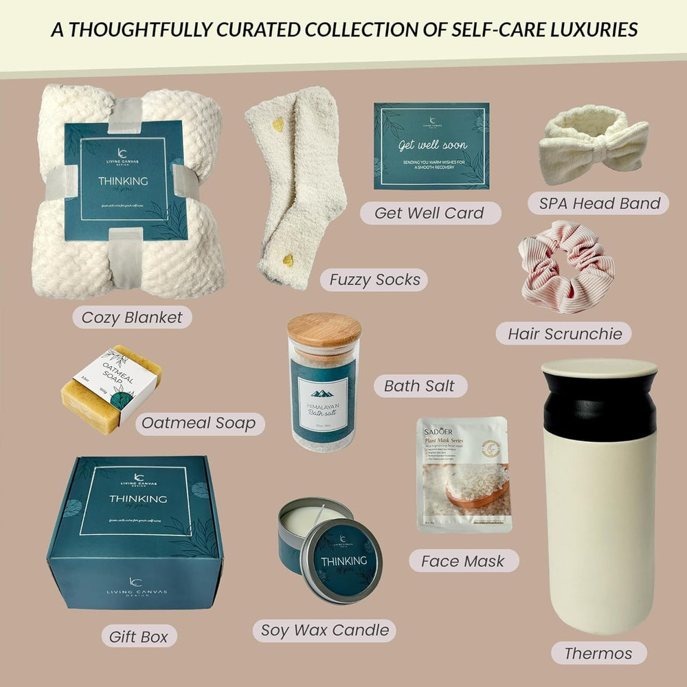 Self Care Gifts for Women 11 Piece, Womens Get Well Gifts for Mom Girlfriend Wife Daughter, Women’S Spa Gifts Baskets with Bath Salts, Oatmeal Soap, Blanket, Encouraging Inspirational Gift Basket - Absolute Discounts