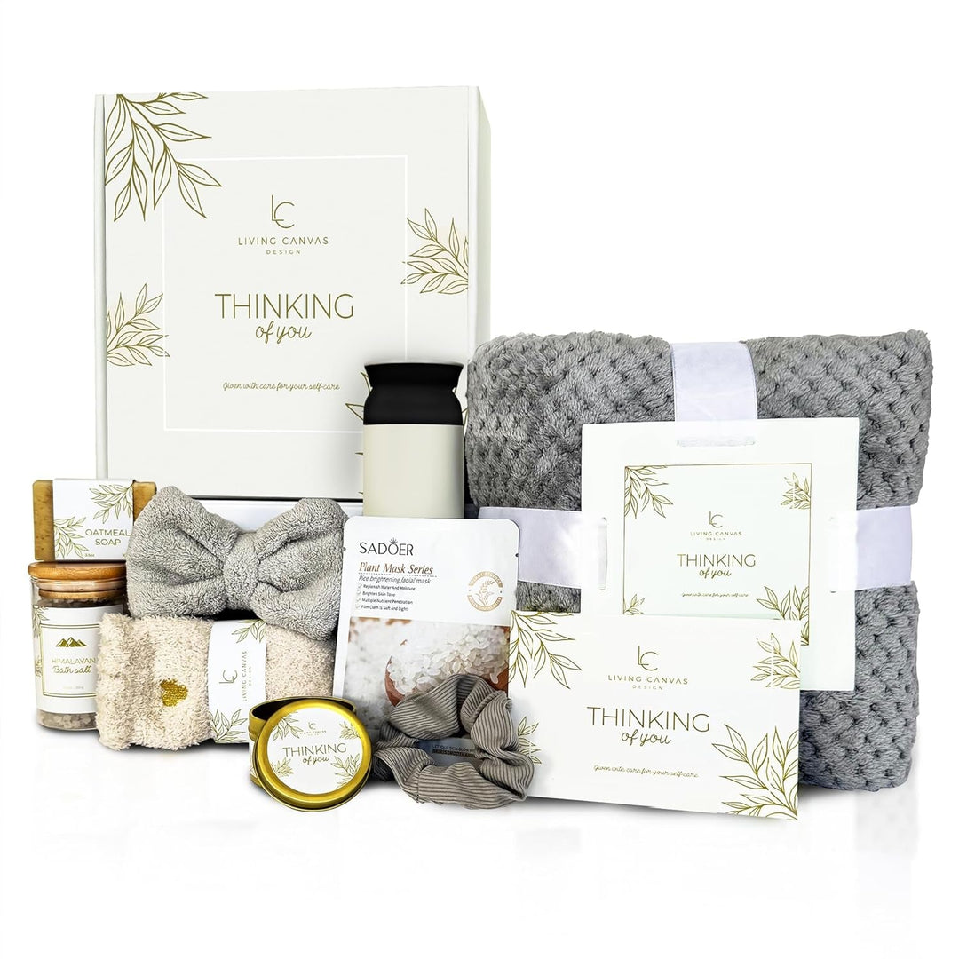 Self Care Gifts for Women 11 Piece, Womens Get Well Gifts for Mom Girlfriend Wife Daughter, Women’S Spa Gifts Baskets with Bath Salts, Oatmeal Soap, Blanket, Encouraging Inspirational Gift Basket - Absolute Discounts