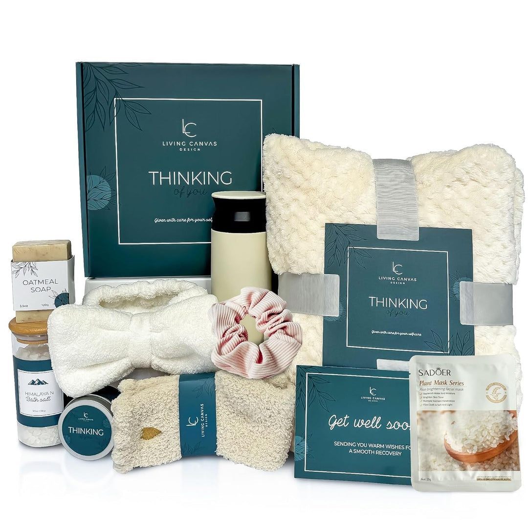Self Care Gifts for Women 11 Piece, Womens Get Well Gifts for Mom Girlfriend Wife Daughter, Women’S Spa Gifts Baskets with Bath Salts, Oatmeal Soap, Blanket, Encouraging Inspirational Gift Basket - Absolute Discounts