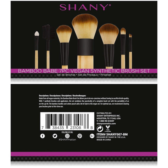 SHANY Bamboo Makeup Brush Set - Vegan Professional Makeup Brushes with Premium Synthetic Hair & Cotton Pouch for Easy Brush Storage - 7Pc - Absolute Discounts