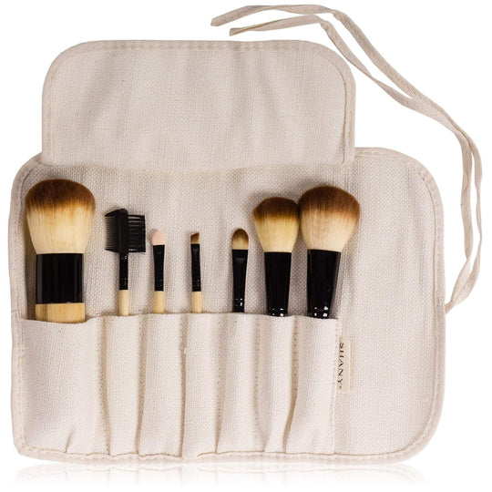 SHANY Bamboo Makeup Brush Set - Vegan Professional Makeup Brushes with Premium Synthetic Hair & Cotton Pouch for Easy Brush Storage - 7Pc - Absolute Discounts