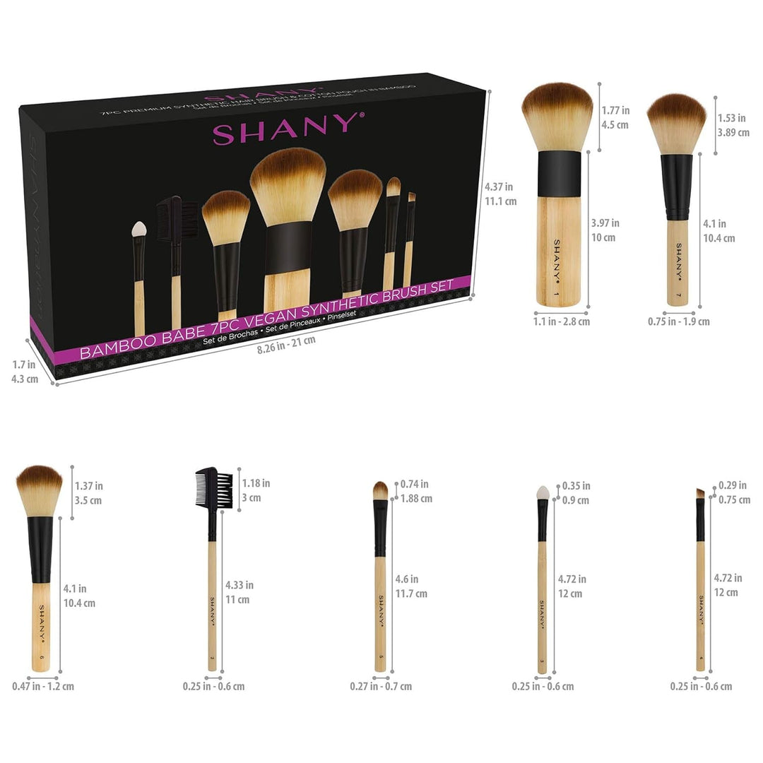SHANY Bamboo Makeup Brush Set - Vegan Professional Makeup Brushes with Premium Synthetic Hair & Cotton Pouch for Easy Brush Storage - 7Pc - Absolute Discounts