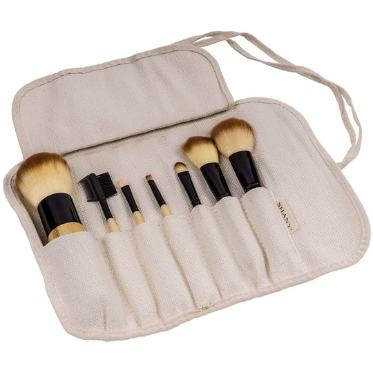SHANY Bamboo Makeup Brush Set - Vegan Professional Makeup Brushes with Premium Synthetic Hair & Cotton Pouch for Easy Brush Storage - 7Pc - Absolute Discounts
